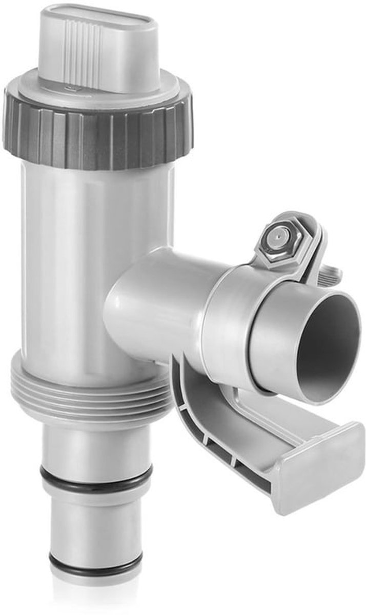Zwembadslangadapter - 2-in-1 Slanghouderadapter - Grijs - Vervangingsonderdelen - Geschikt voor Intex zwembad - Inclusief plunjerventiel