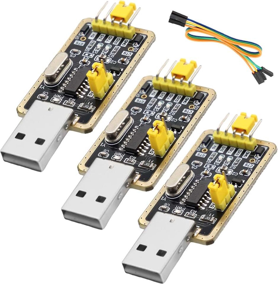 USB-adapter met CH340G-converter voor 3,3 V en 5 V met jumperkabel RS232 naar TTL USB-adapter voor Arduino, 3 stuks
