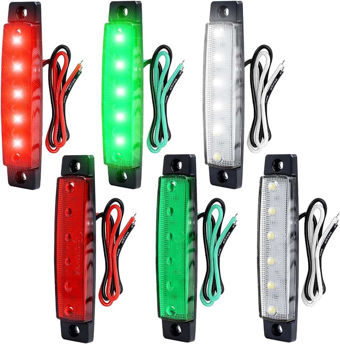 6 stuks navigatielichten voor boten, bootnavigatielichten, bootverlichting, led-bootverlichting, led-navigatielampje, zijmarkeringslichten, waterdichte signaallamp voor marine boot jacht