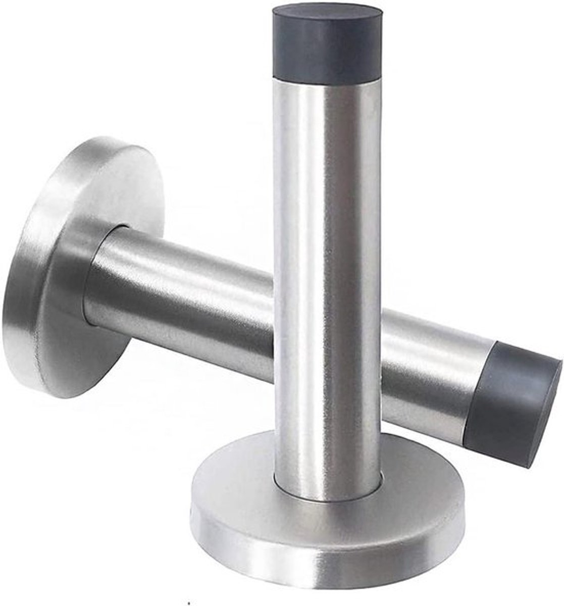 Deurstopper - Wandmontage - Zware Rvs - Bumper - Rubber Buffer - 2 stks Deurstop - Geschikt voor Deuren - Roestvrij Staal.