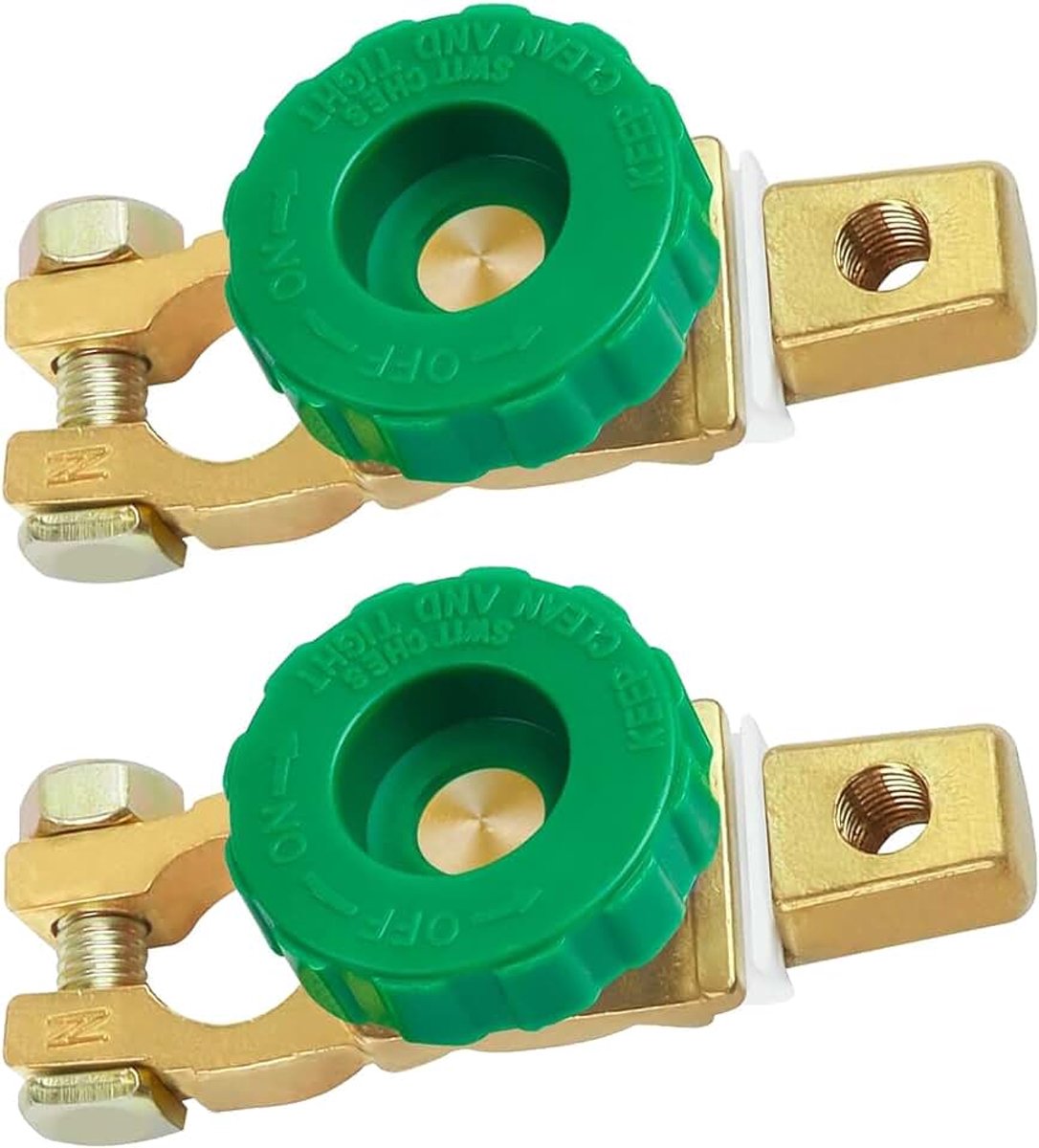 2-Pack Accu Disconnect Switch 12V - Betrouwbare Hoofdschakelaar voor Auto, Boot en meer - Koperlegering Accuschakelaar, Accu Master Switch met Anti-Corrosie Pad 400A