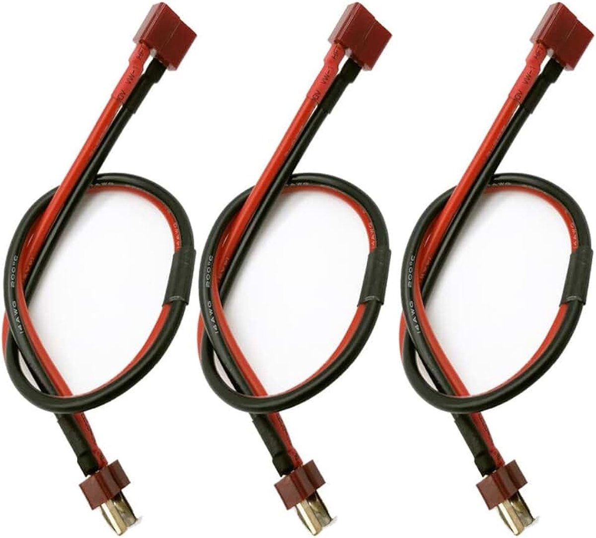 3-Pack Deans T Stekker Mannelijke Connector naar Vrouwelijke Connector Kabel Verlengkabel 30 CM 14AWG Draad voor RC Batterij Speelgoed DIY Reserveonderdeel