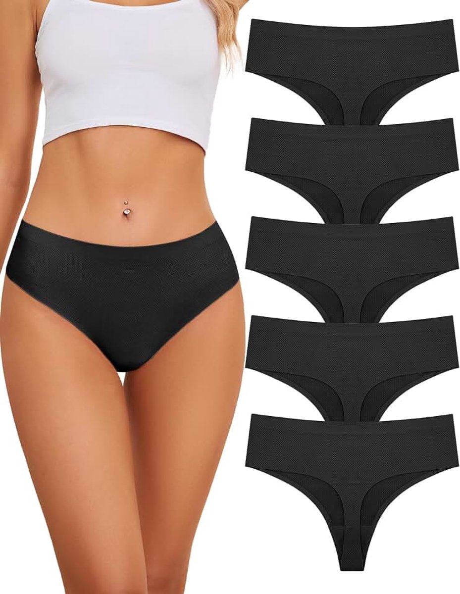 String Dames,Naadloos Ondergoed,Seamless Thong Underwear High Waist | 5 Pack Naadloos Onderbroeken Vrouwen,Naadloze Onderbroek Invisible Sport Multipack,Onzichtbare Panties,Comfortable for Women