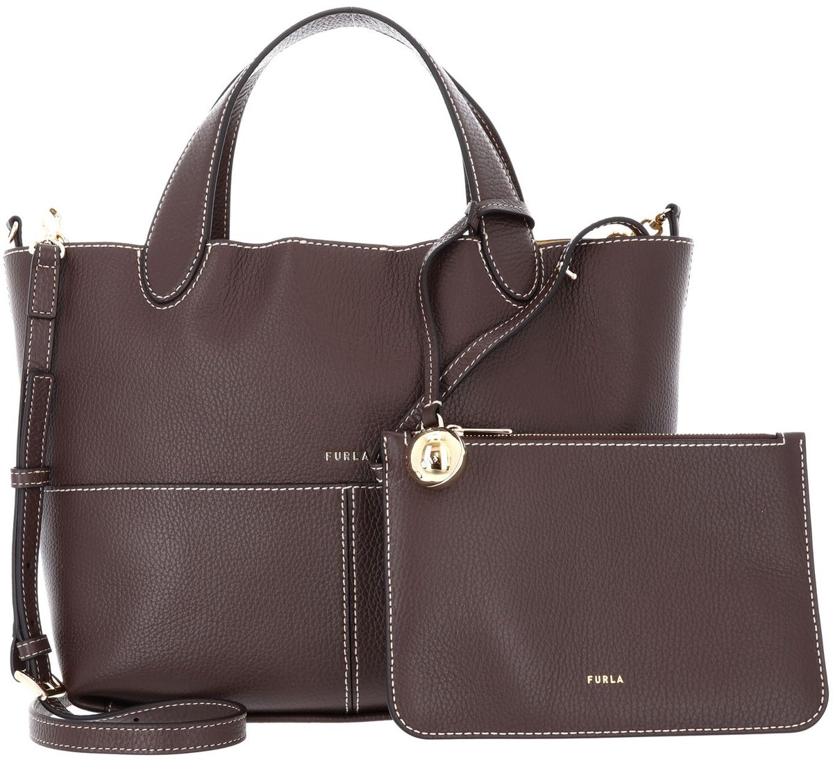 FURLA Leren handtas schoudertas Primrose Tote Cioccolato + Honey int. donkerbruin