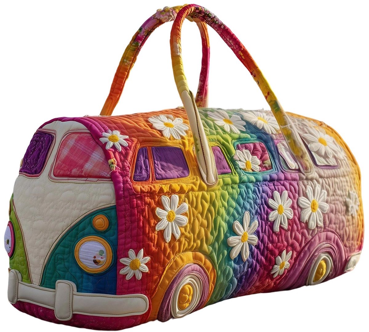 Textielen tas, retro bloemenprint in 3D-stijl, boho-stijl voor reizen en sport, meerkleurig, groot (18 x 9 x 9 inch)，13 modellen