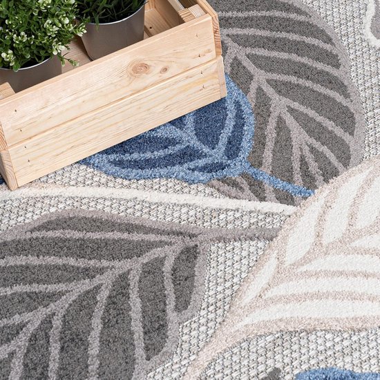 Balkon Tapijt - Buitenkleed Terras - Buiten Leven - Weerbestendig UV-bestendig - 160x230cm - Grijs Blauw — afbeelding 2