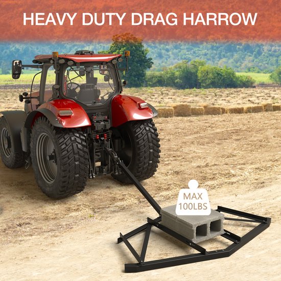 Danky - Zware Sleepeg van Staal - Achtertrek Hulpstuk voor ATV UTV Tuintractor - Nivelleerwerktuig voor Grindoprit en Gazon - 183cm — afbeelding 5