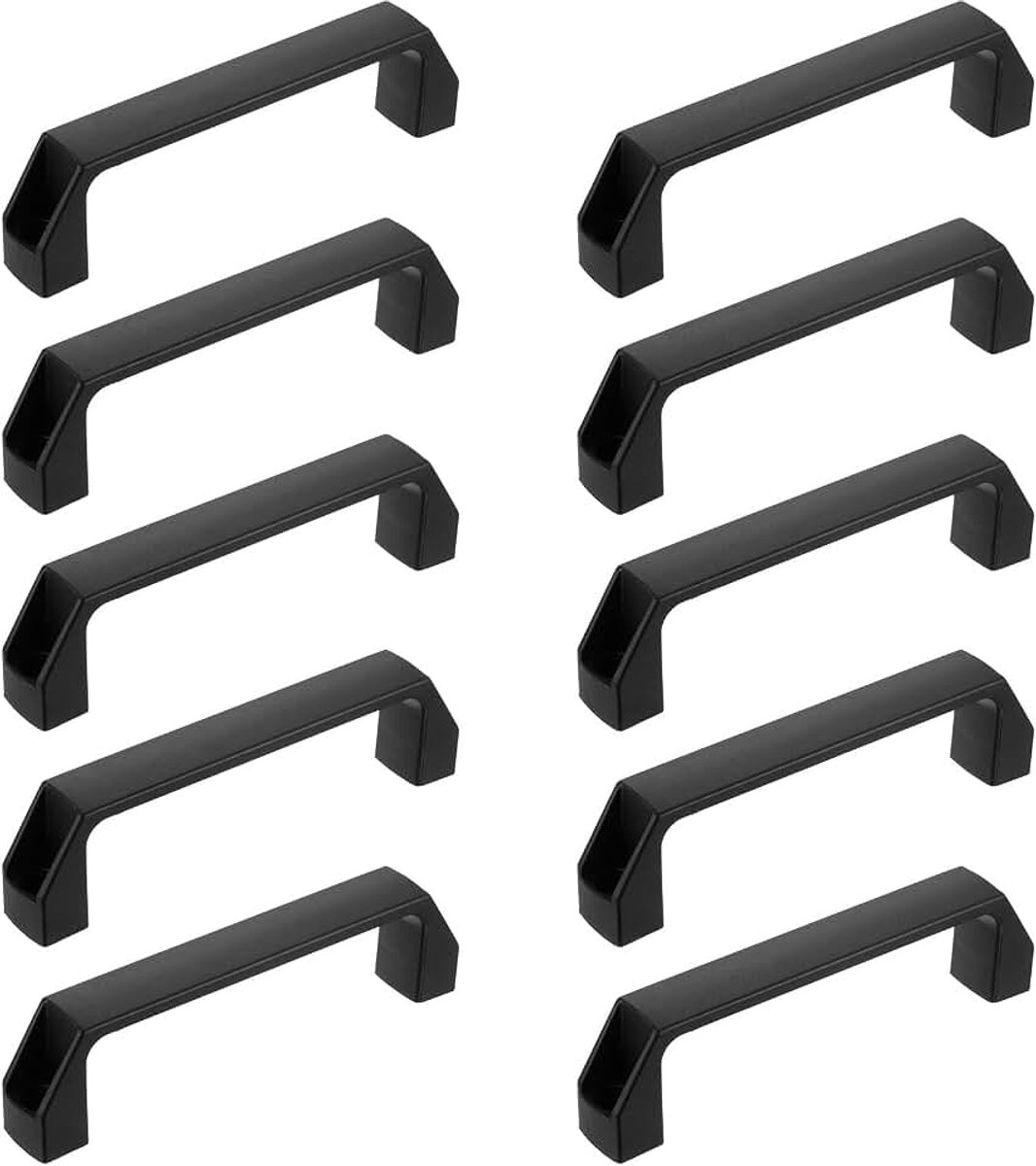 10 stuks rechthoekige kunststof trekgreep, 180 mm gatafstand, kastgreep voor lade, bagage, mechanische uitrusting, garages, zwart