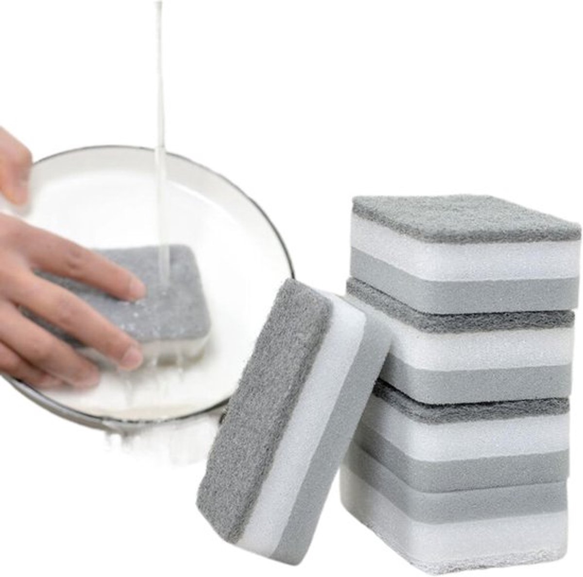 Keukenset keukenaccessoires - 857 nano afwasspons schuurspons huishoudelijke keukenreiniging dubbelzijdige sponsblok afwaspotten en kommen schoonmaakdoek