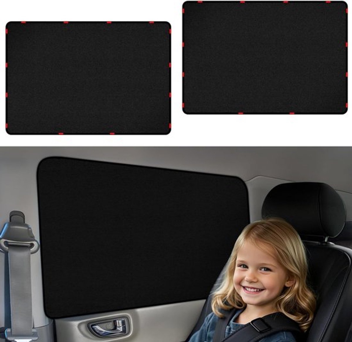 Magnetische Auto Gordijnen voor Kinderen en Huisdieren, UV Bescherming en Privacy, 2 Stuks 100 x 54 cm