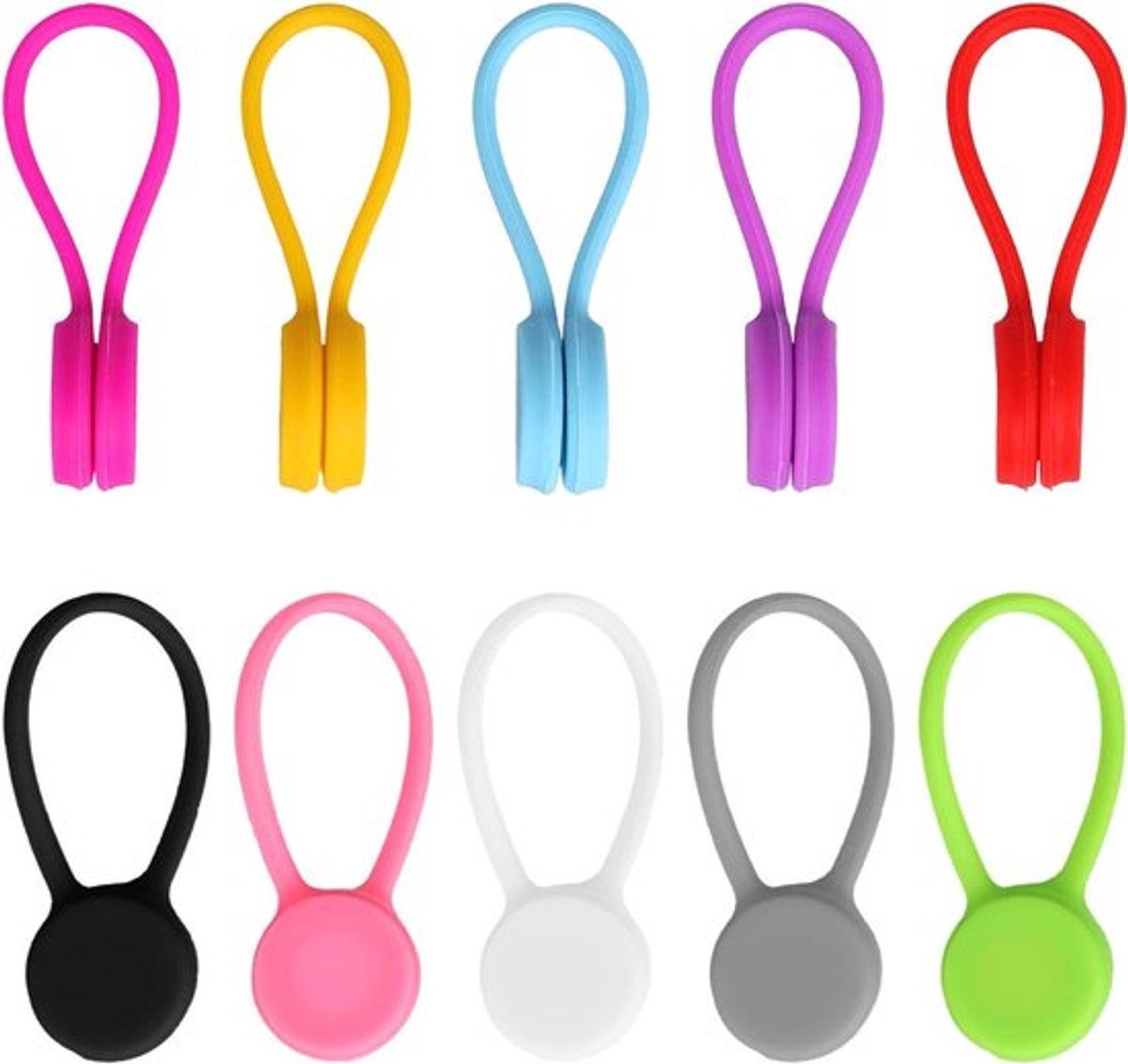 Herbruikbare Magnetische Kabelbinders - Kleurrijke Kabelband Snoerorganizer - Thuiskantoor Accessoires Hulp - 30 Stuks.