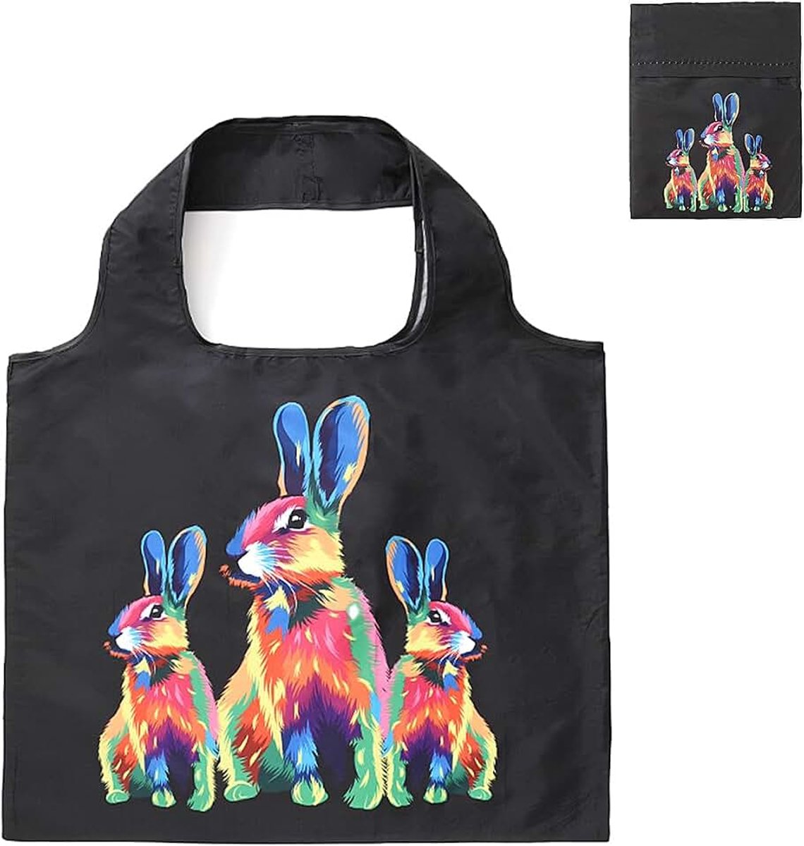 Liliana Grote boodschappentas, opvouwbaar, 50 x 40 cm, handtas met dierenprint, herbruikbaar, scheurvast, boodschappentas, handig, licht, tas voor winkelen, reizen, uitstapjes