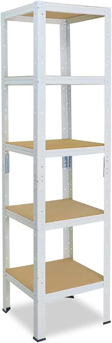 Shelfplaza Home 180x40x40cm metalen stellingkast wit: 5x175kg | stellingen Berging stelling Garagekast Metalen opslagstelling Opbergstelling Zware stelling Opslagrek Garage stelling