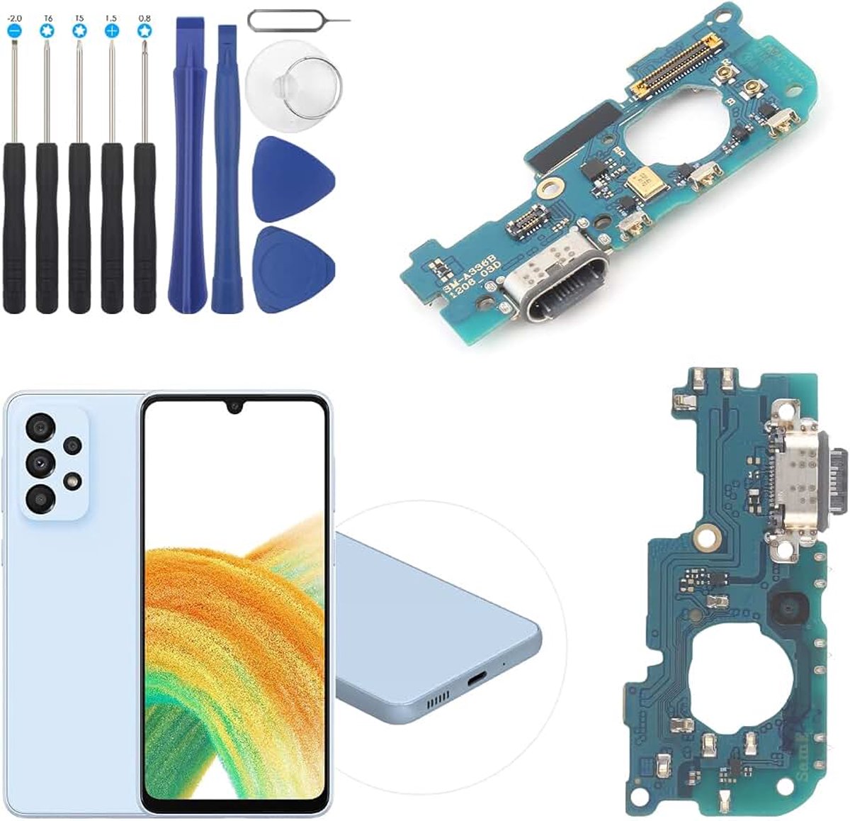 Dock Connector voor Samsung Galaxy A33 5G A336B Dock Charging Vervangende oplaadbus Flexibele kabel met gereedschap
