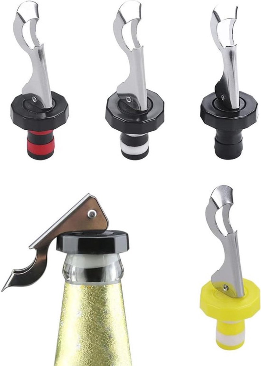 Flessenstoppers Set van 4 stuks voor rode wijn - Lekvrij en drukbestendig - Vacuümconserveringstechnologie