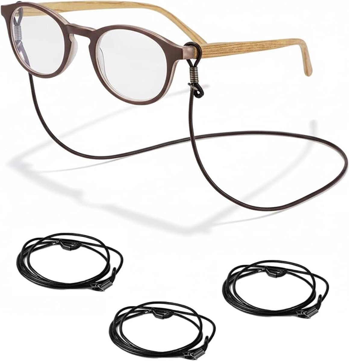Lenzenvloeistof Lederen Band Brilriem Snoeren Retainer Zonnebril Leesglas 4 Stuks voor Mannen en Vrouwen