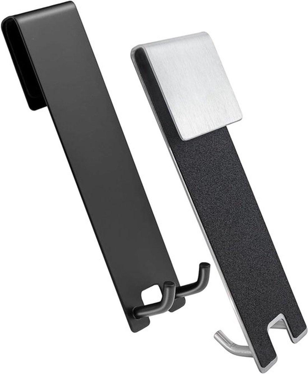 Set van 2 handdoekhaken zonder boren, roestvrijstalen handdoekhouder voor douche, wandbevestiging met rubberen beschermpad, ideaal voor badkamer en toilet