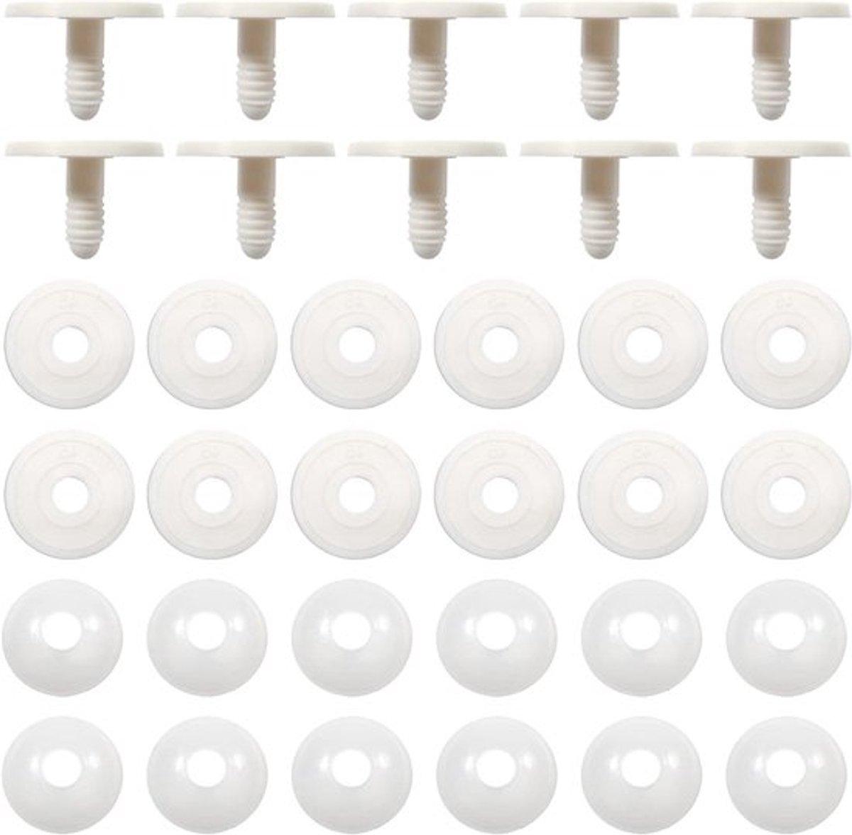 20 sets Amigurumi Veiligheidsgewrichten met Sluitringen - 45 mm - Wit Kunststof Dierengewrichten - Marionet Haakdieren Knutselbenodigdheden - DIY