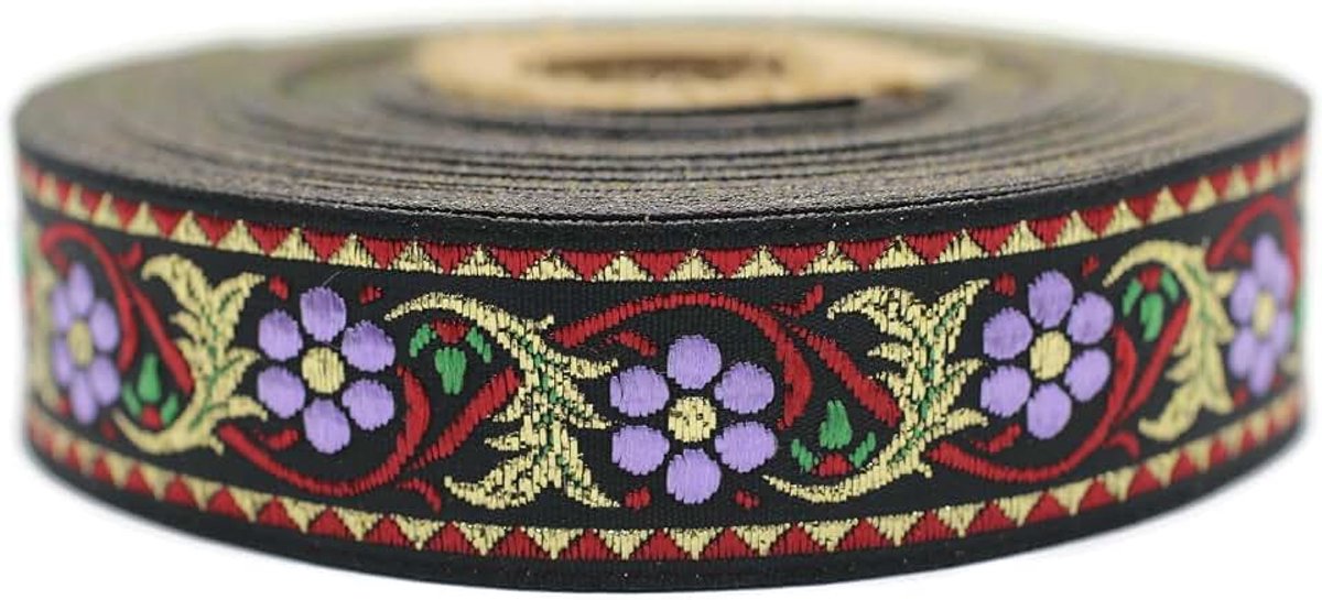 10 meter 22 mm rood en lila jacquard lint geweven Beierse bloemen patroon rollen lint lint geborduurde stof ambachten kleding fournituren hobby creatieve decoratie naaien middeleeuws 22904 V1