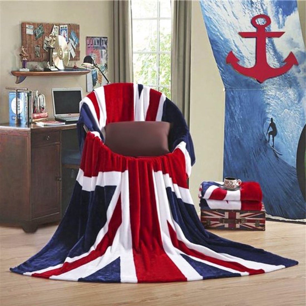 Zachte Flanellen Dekens voor Bed en Sofa met Britse Vlag - Ideaal voor Kinderen en Volwassenen, 200x150cm