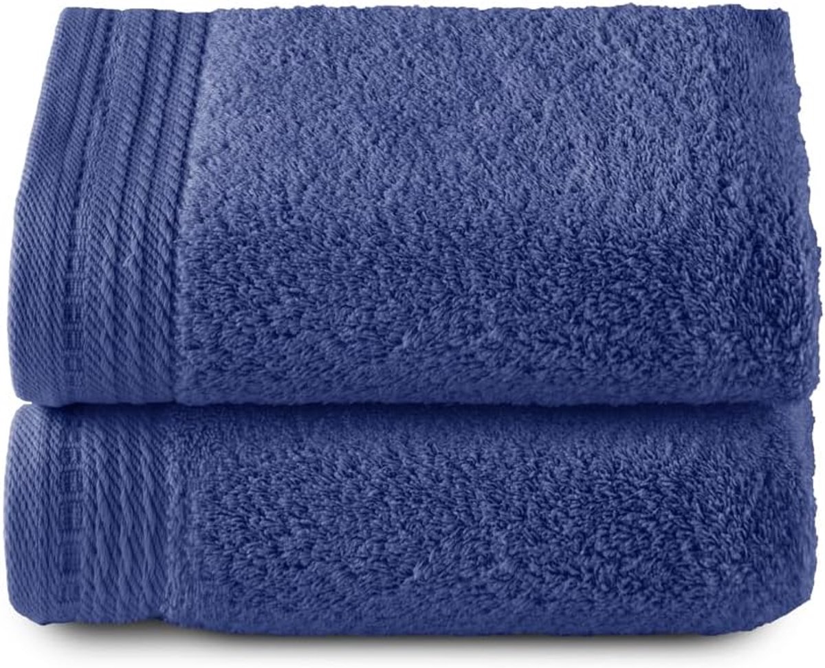 Badhanddoeken, 2 handdoeken, 50 x 100 cm, 100% katoen, 600 g, marineblauw