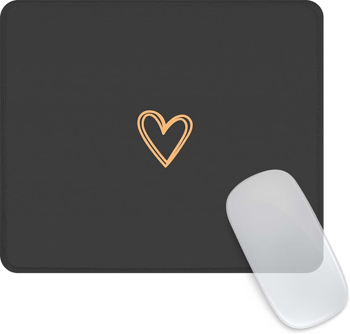 Esthetische Schattige Hart Muismat - Kantoor en Thuis Gepersonaliseerde Waterdichte Antislip Rubberen Basis voor Draadloze Muis, Zwart