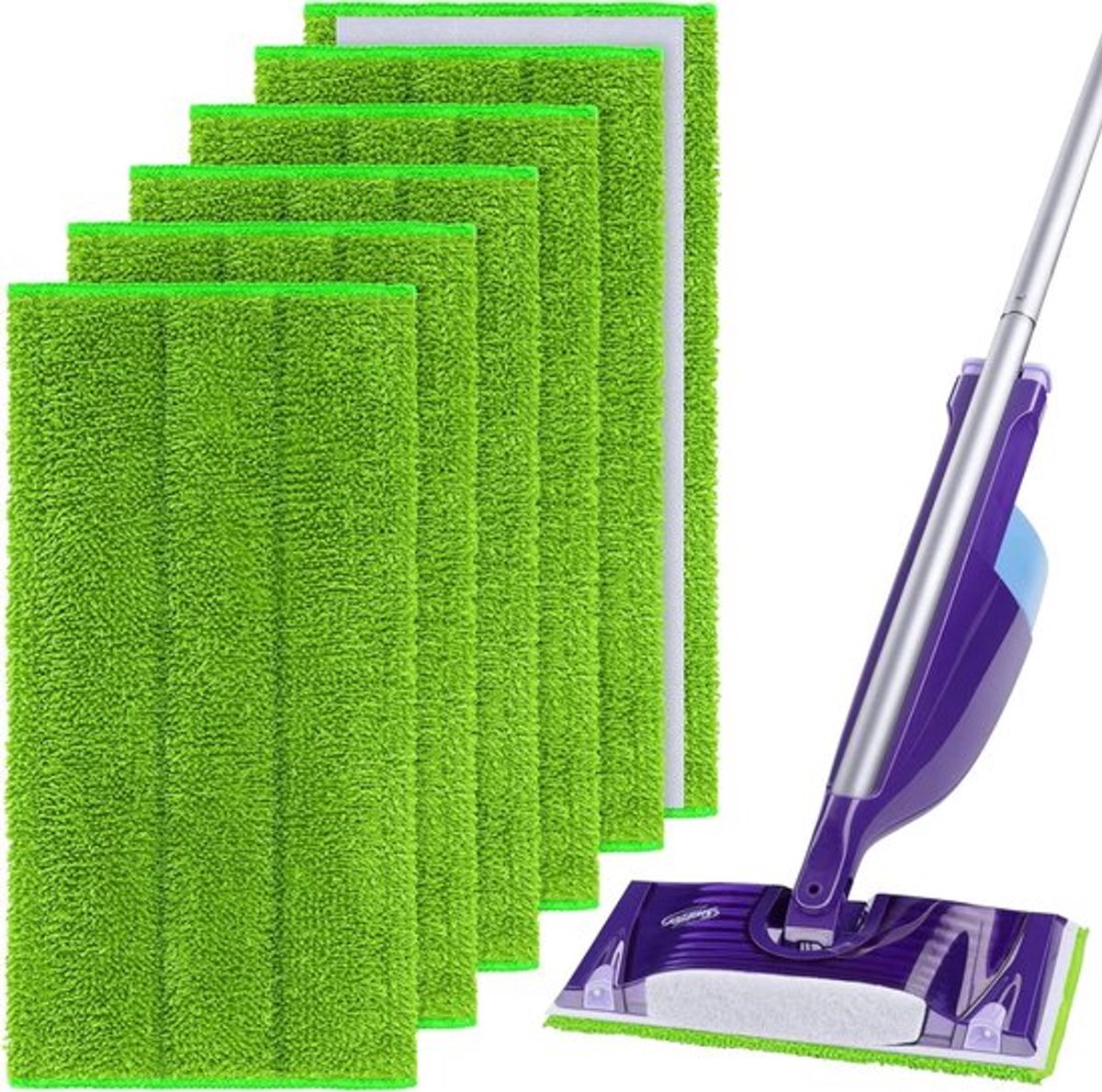 Moppads voor vloerreiniging, set van 6 stuks, wasbaar en herbruikbaar