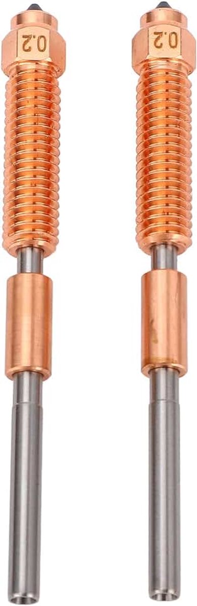 2pcs Quick Swap Nozzle-kit-0,2 Mm Bimetal Harded Steel Nozzles voor K1C/K1 Max/Ender 3V3 | Snelle 600 Mm/s Afdrukken, 30 Mm ³/s Stroomsnelheid (Cucrzr+Ti-legeringsconstructie)