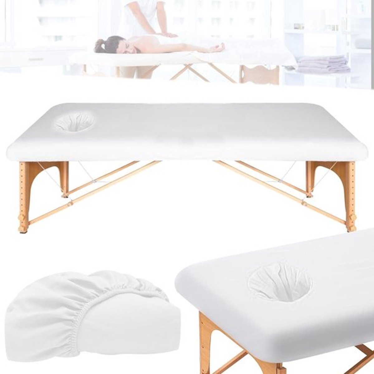 Tension Cover voor Massagetafels, 190 x 80 cm, Wasbare en Elastische Bescherming, Anti-Vuil, Geschikt voor Schoonheid en Behandeling