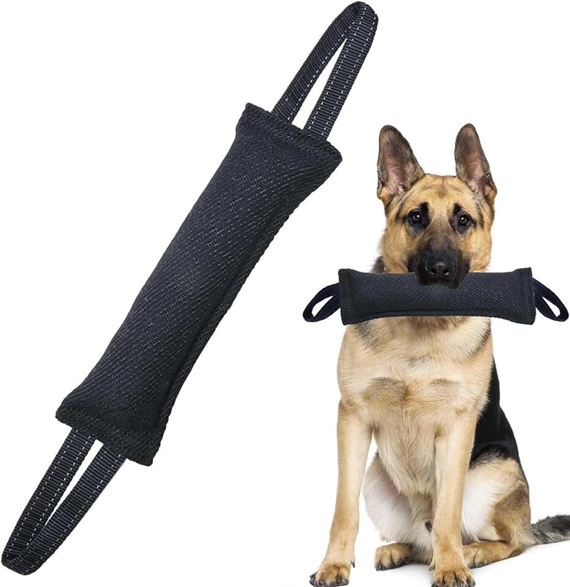 Hondenspeelgoed, 30 cm worst voor honden van jute met 2 stevige handgrepen, worst en foutspellen, interactief speelgoed voor canis, kabeltraining