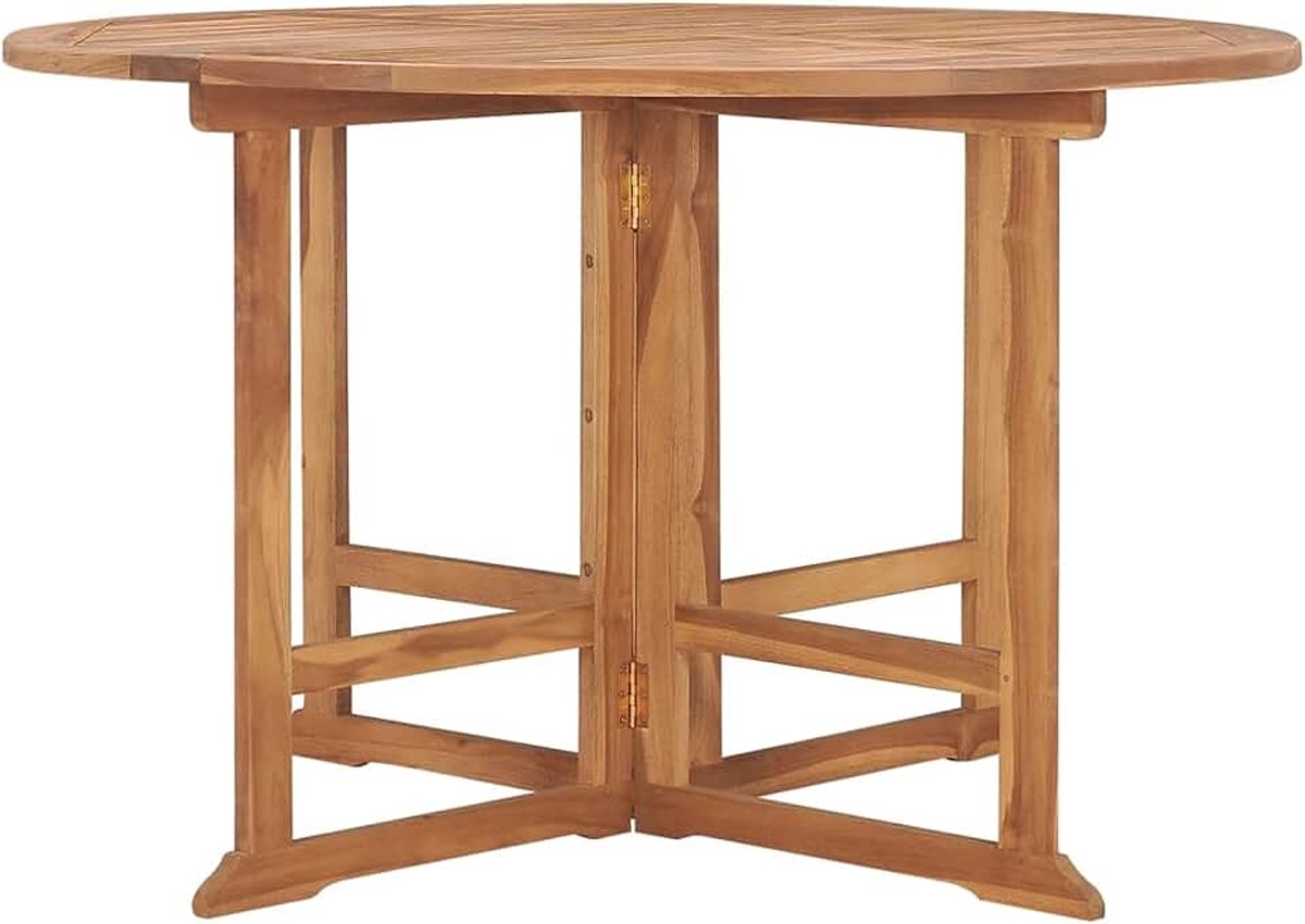 Klaptafel, tuintafel, inklapbaar, terrastafel, tuineettafel, balkontafel, houten tafel, eettafel, voor tuin, terras, balkon, Ø110x75 cm, massief hout teak