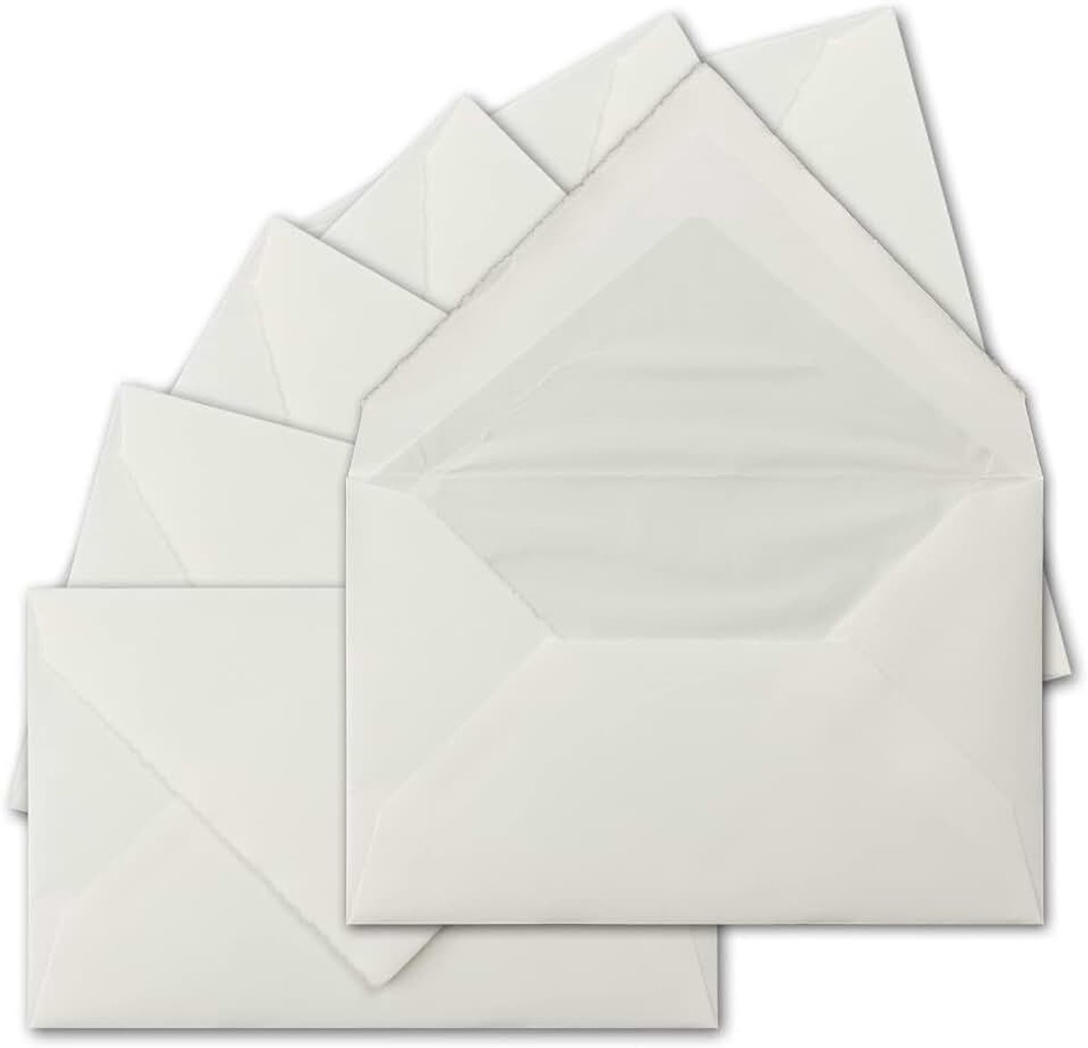 15 stuks C5 vintage gevoerde brievenenveloppen, echt papier, 16,2 x 22,9 cm, wit halfmat geribbeld, hoogwaardige brievenenveloppen - originele Zerkall Bütten
