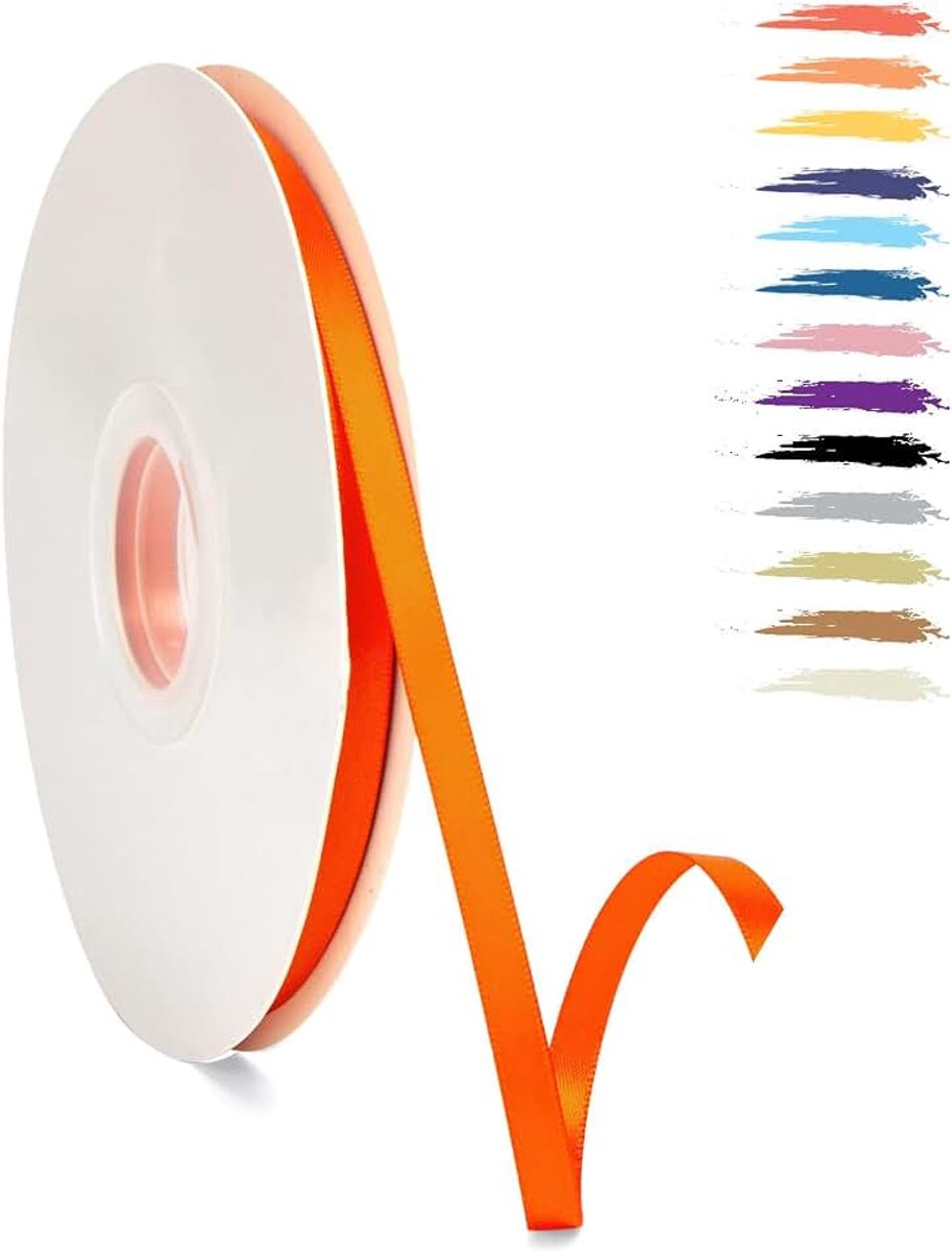 6mm Oranje Satijnen Lint,95 Meters Decoratie Zijden Linten,Cadeaulint,Autolint,voor Feest, Bruiloft, Verjaardag,Valentijn Party