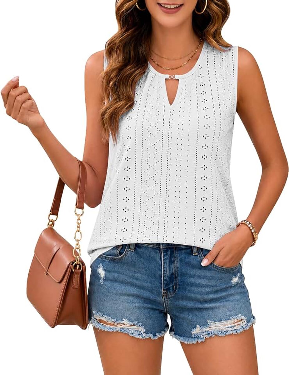 Tanktop voor dames, V-hals, mouwloos, sexy bovenstuk, elegante zomer, tanktop, losse casual shirts, tuniek, blousetop
