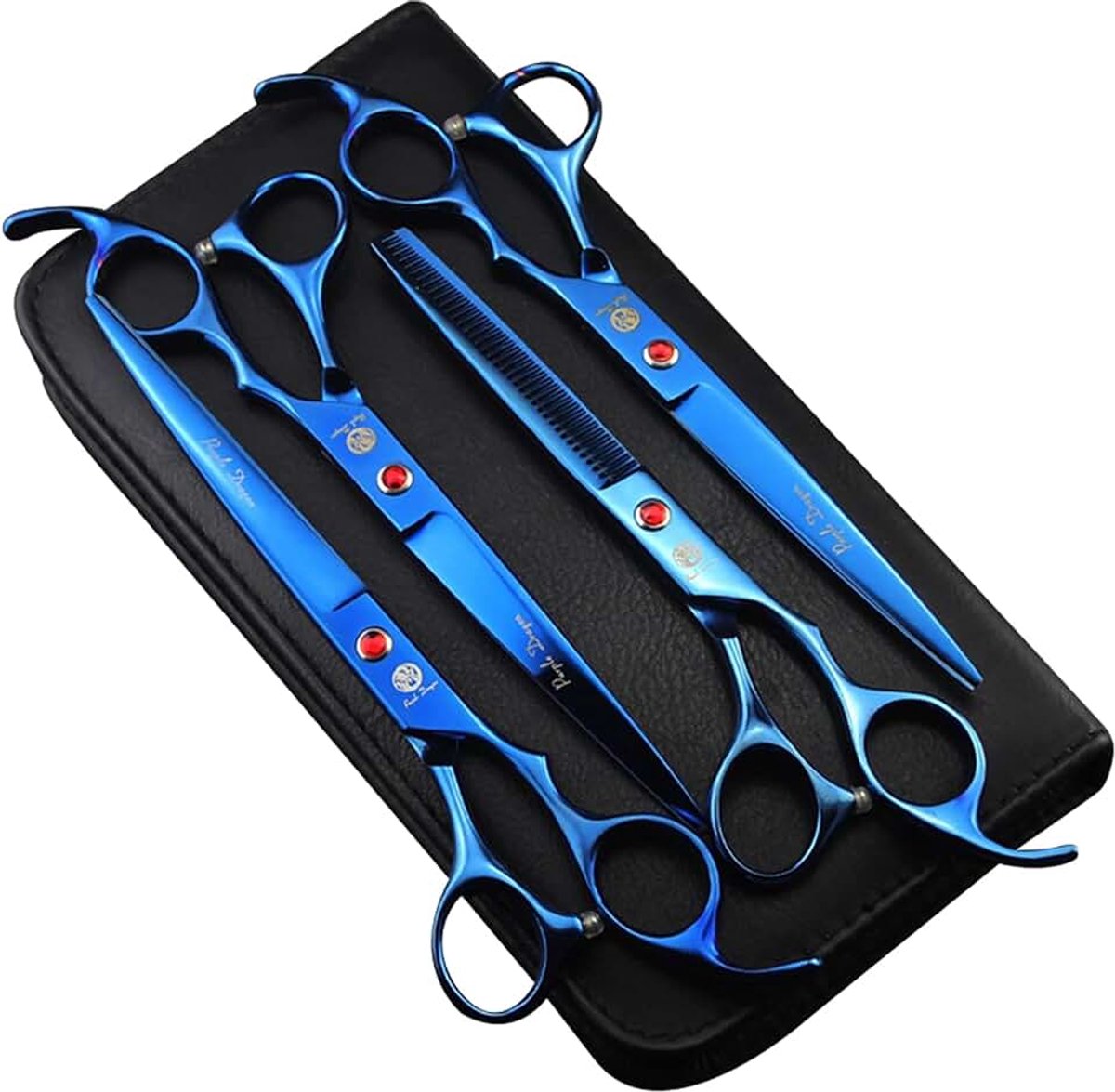 Dragon Set van 4 professionele toilettangen van 17,8 cm in Japans staal van topkwaliteit, recht, gebogen en effiltang met etui