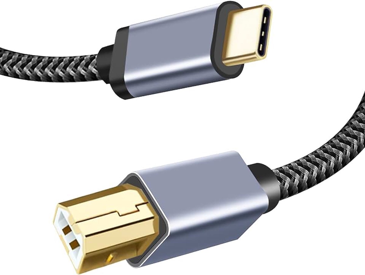 2 m USB C naar MIDI-kabel, USB C naar B MIDI interfacekabel voor MIDI-toetsenbord, controller, synthesizer, audio-interface, compatibel met Windows, macOS, Linux, snelle gegevensoverdracht, plug