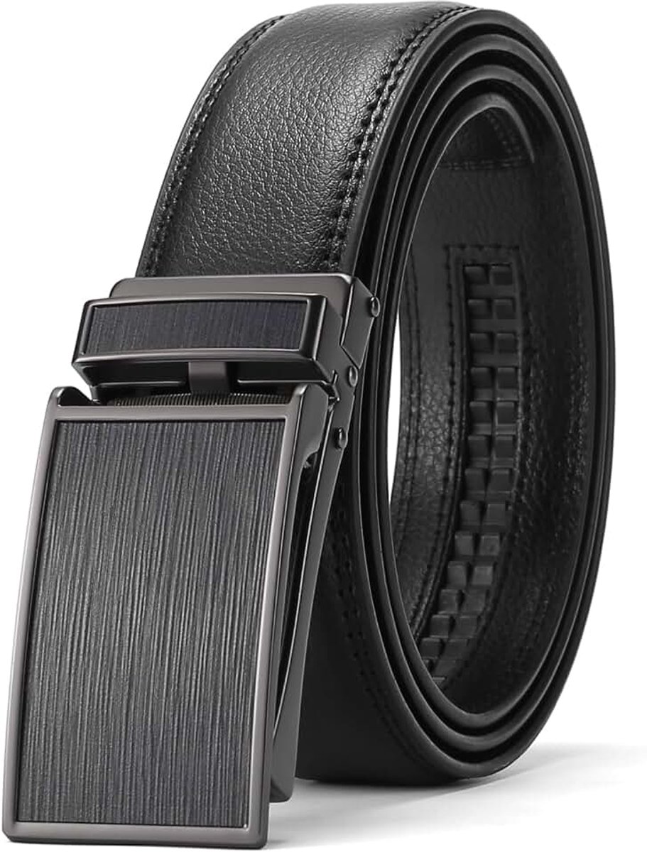 Riem voor heren, leren riem voor heren, riem ratel automatische sluiting voor heren jeans en zakelijk pak, breedte 35 mm, grootte verstelbare riem