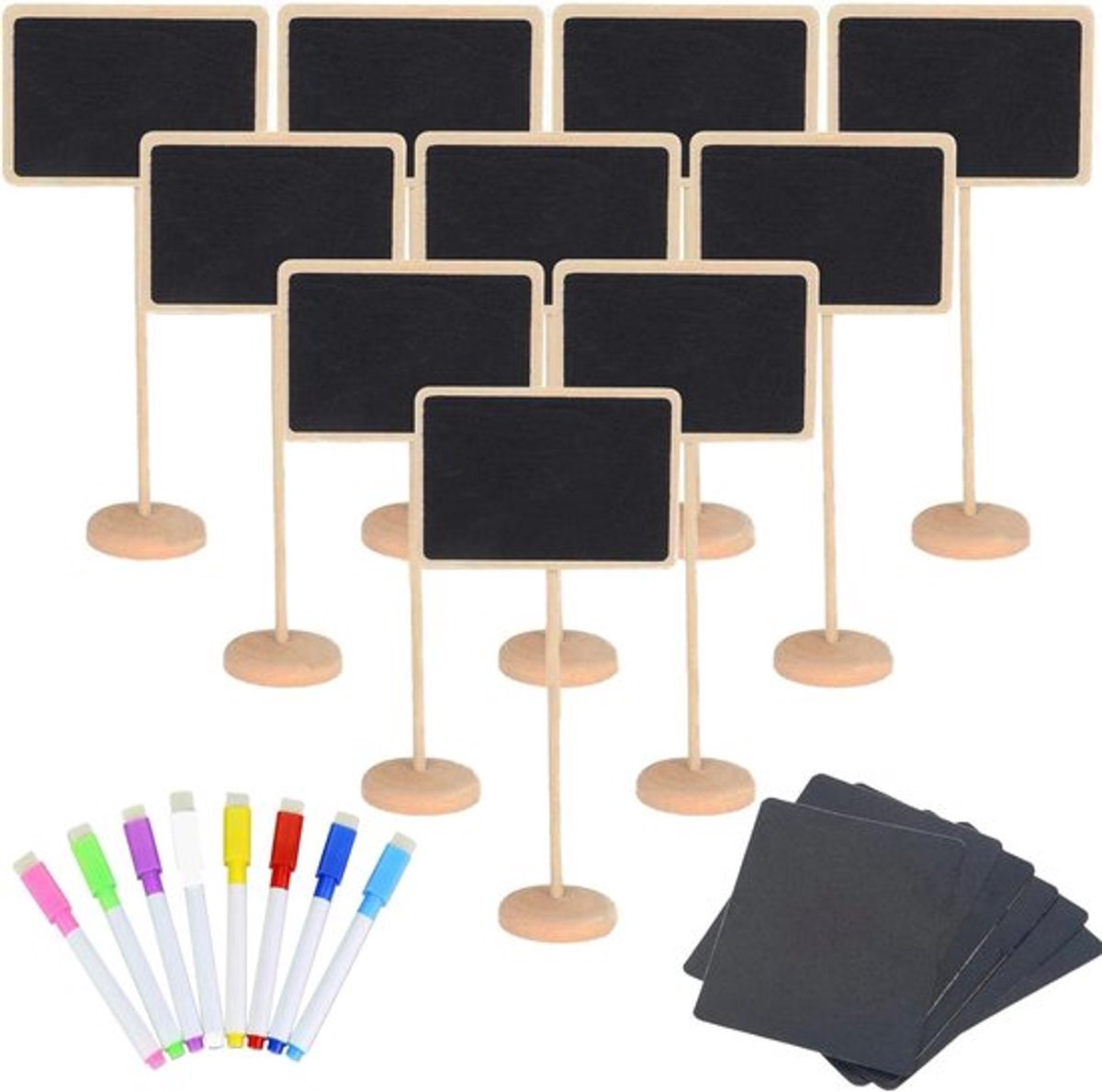Set van 20 Houten Mini Krijtbordjes met Vervangstickers voor Eten Labels, Perfect voor Feestjes, Bruiloften en Verjaardagen