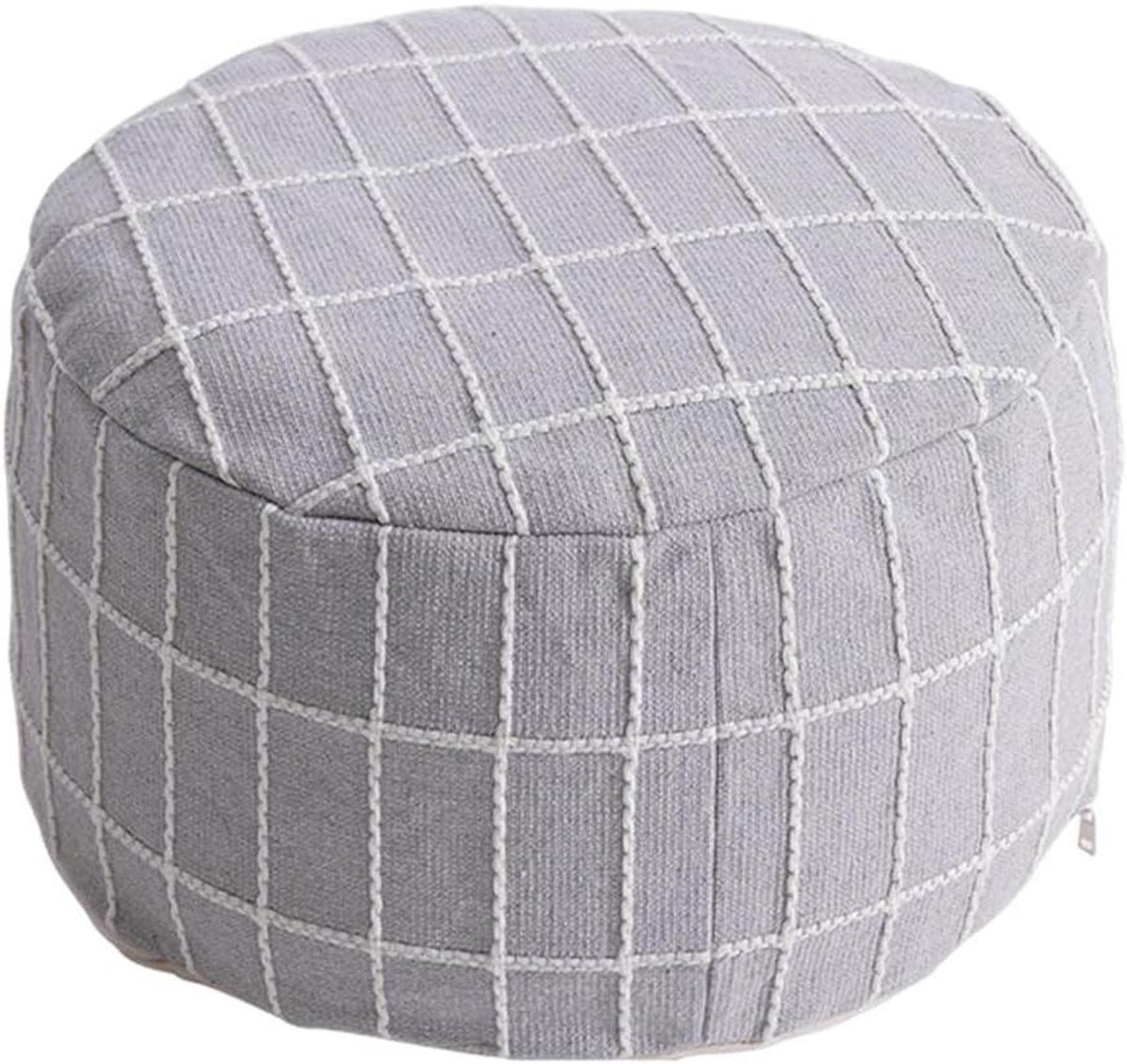 Ottomaanse poef hoes - Voetenbank hoes vloerkussen - Extra zitruimte creëren - Handgeweven bohemien structuur - 40x20cm - Grijs
