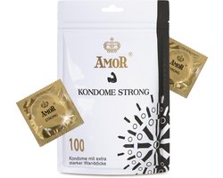 AMOR Premium Strong condooms, Extra sterke wanddikte 0,08 mm, Ø 53 mm, 100 stuks