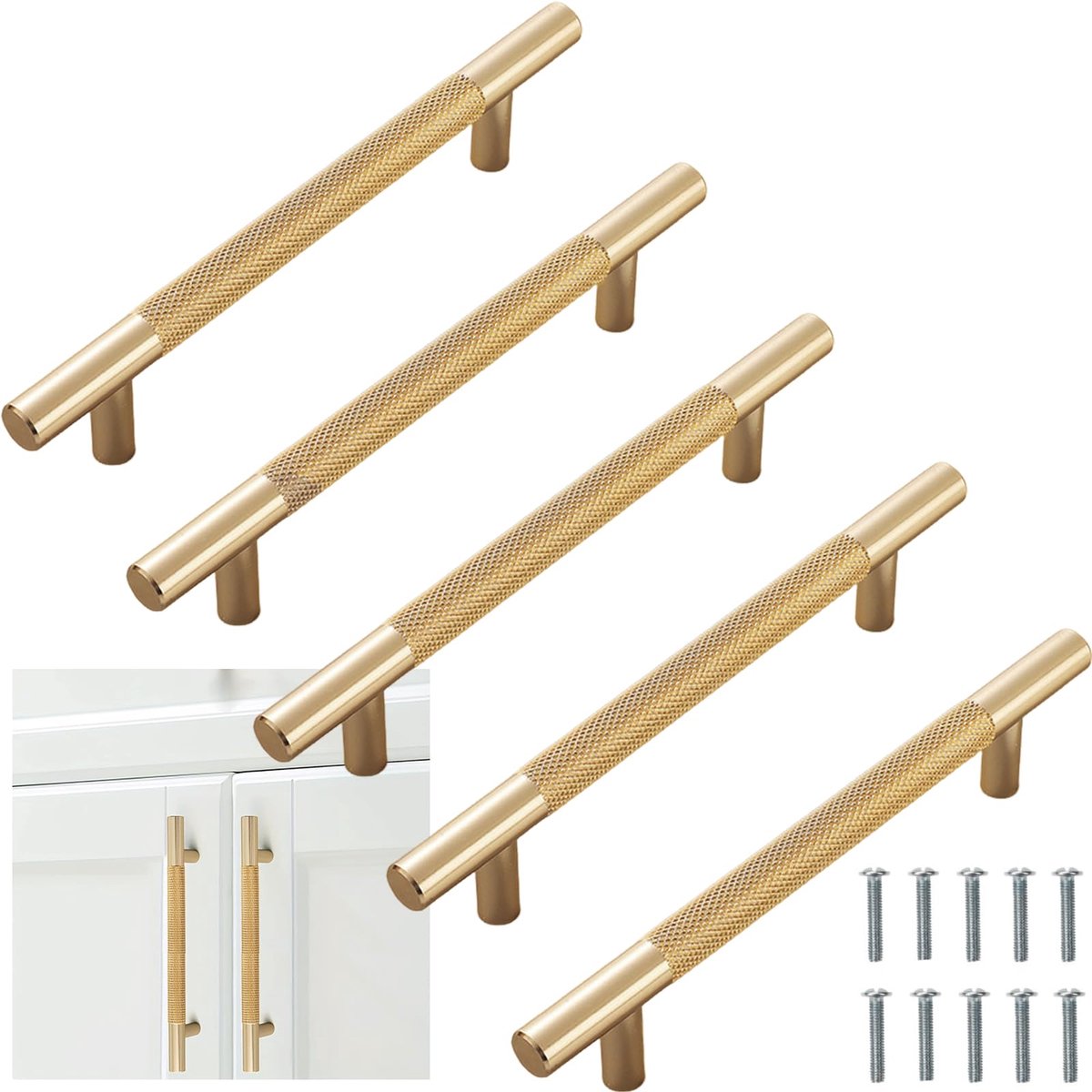 5 stuks gouden kastgrepen, gatafstand 128 mm, goudkleurige meubelgrepen, keukenkastgrepen, ladegrepen, gatafstand voor badkamer, keukenkasten en kledingkasten