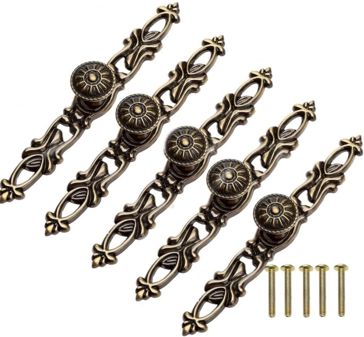 5 stuks retro deurgrepen metalen knop kast handvat messing brons lade kledingkast pull handvat 152 mm, antiek messing