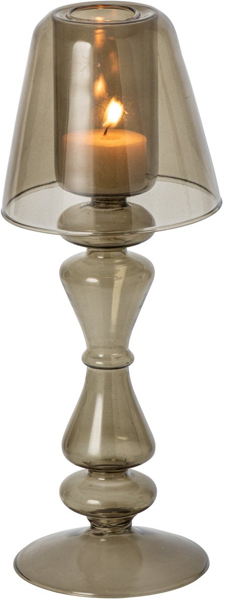 J-Line theelichthouder Vintage - glas - olijfgroen - small