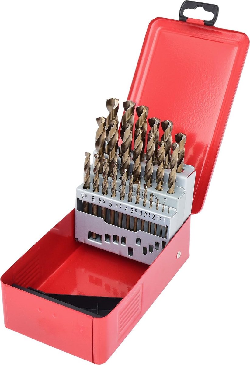 Borenset in stalen cassette, 25-dlg, 1-13mm