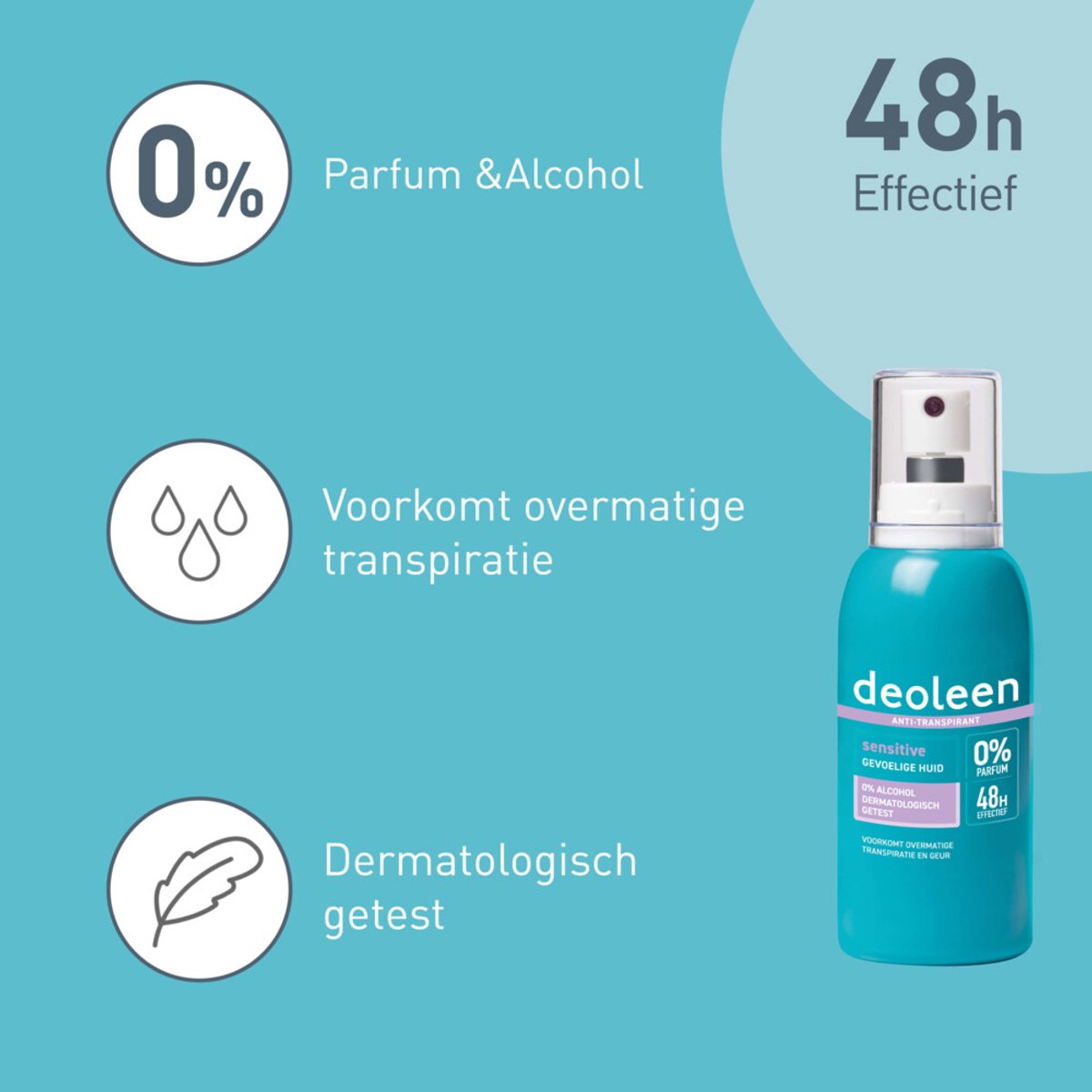 Bol.com Deoleen Deodorant Verstuiver Sensitive Anti-Transpirant - 3 x 75 ml - Voordeelverpakking aanbieding