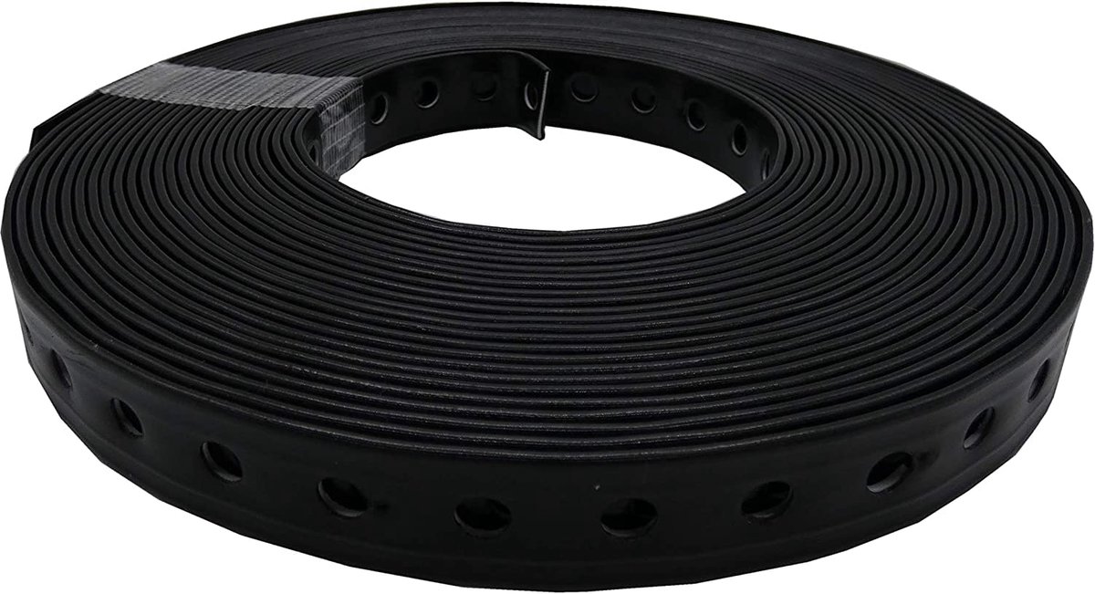gatenband 19 mm x 10 m, kunststof ommanteld, zwart