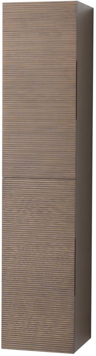 ALONI LAYDA hoge badkamerkast – 35x160x35 cm – Donker walnoot – Greeploos & softclose – Omkeerbaar