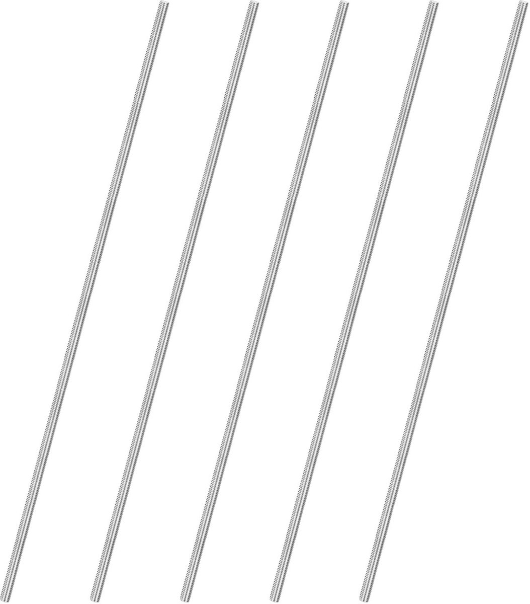 METERXITY Set van 5 volledige schroefdraadstangen, M6 x 350 mm, 304 roestvrij staal, rechtse schroefdraad, stiftschroeven voor meubels, ankerbouten, klemmen, U-bouten, metrische schroefdraad