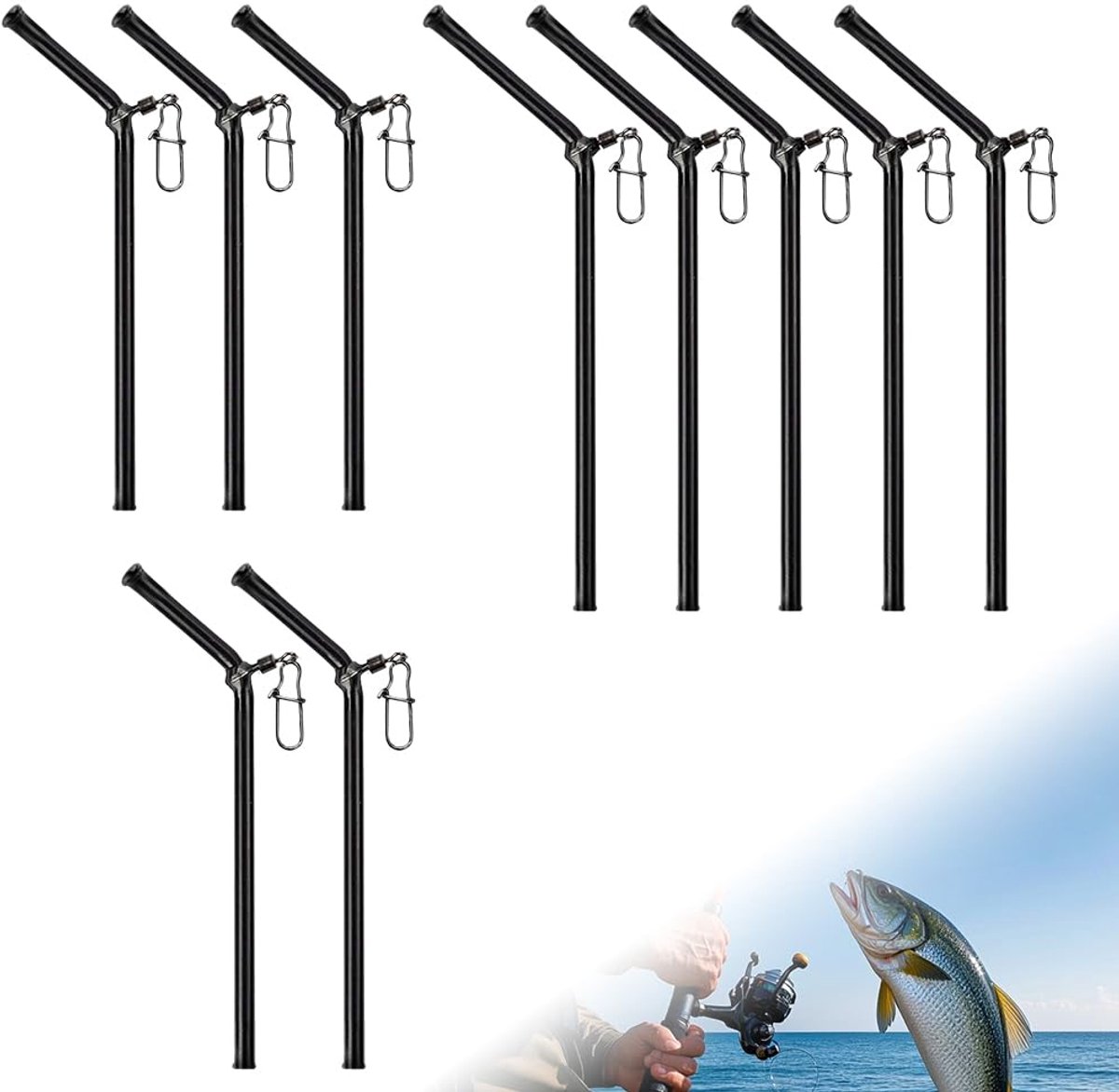 Anti-tangle boom, 9/12 cm vissen metaal anti-angle sleeves visset met wartel gebogen afstandhouder voor grondlood feederaccessoires voedermand vissen