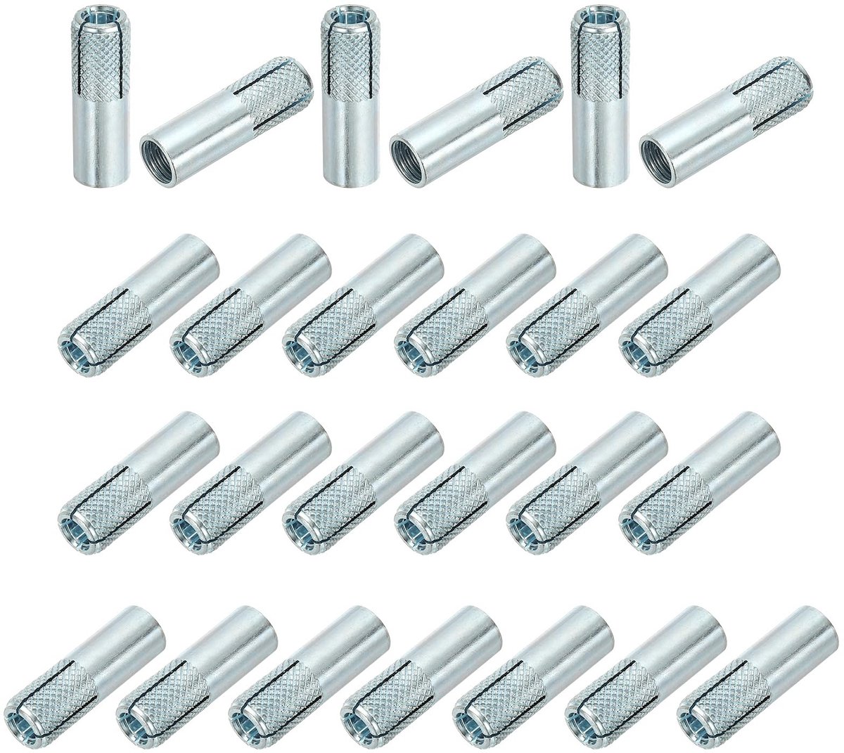 25 stuks Interne inslagpluggen M12, verzinkt koolstofstaal Gerande inslagpluggen 16x50mm, holle pluggen Metaal Slagpluggen voor gipsplaat Beton Baksteen Lichtgewicht beton Wandconstructie